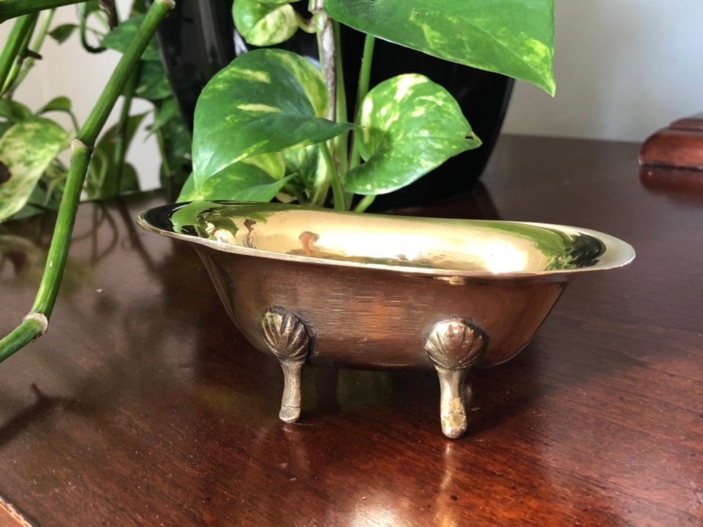 Vintage Brass Bathtub Brass Soap Dish Bathroom Decor Etsy