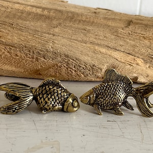Pair of Miniature Brass Fantail Goldfish, Miniature | Brass Fish