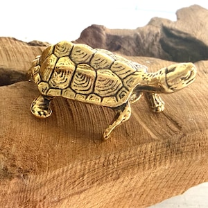 Miniature Vintage Brass Turtle, Gold Tone | Brass Tortoise