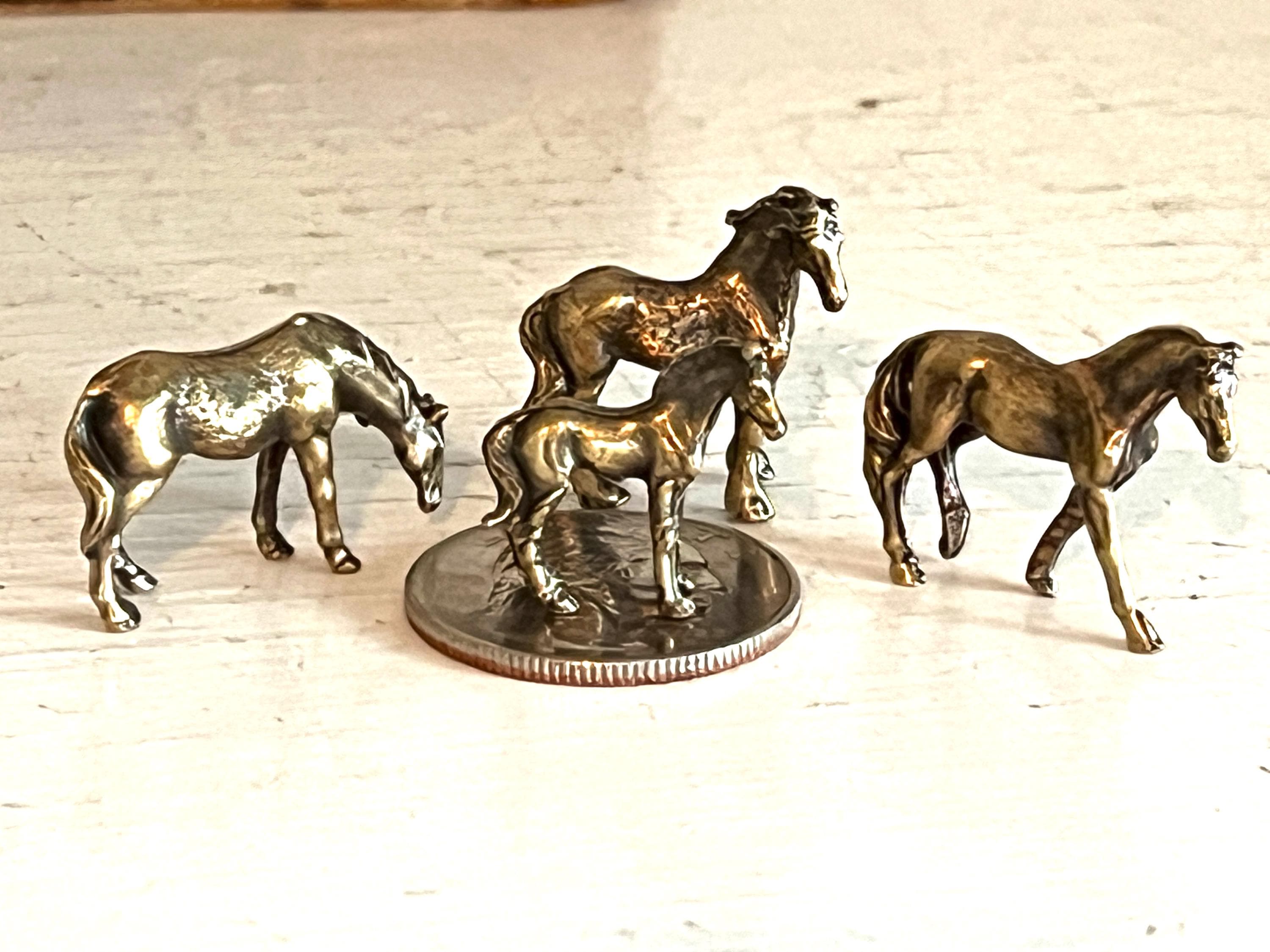 Tiny Brass Horses, Set of Four, Micro-Minis