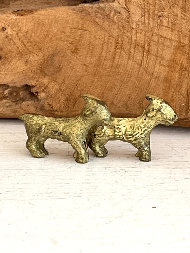 Miniature Brass Goats, Pair | Pair of Vintage Brass Goats