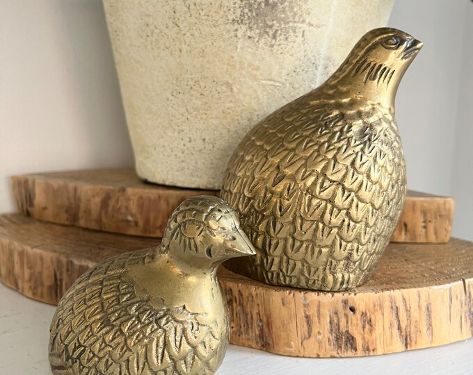 Vintage Brass Partridge Family Brass Quail Family Brass Guinea Hen Etsy