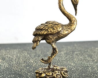 Vintage Pair Fritz Brass Crane of Turtle Candleholder From