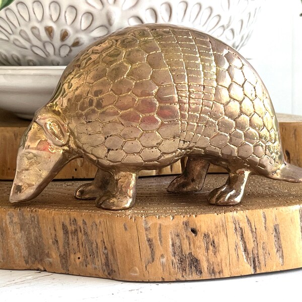Brass Armadillo, 5 1/2" | Texas State Animal | Vintage Brass Armadillo | Symbol of Strength and Protection and New Beginnings