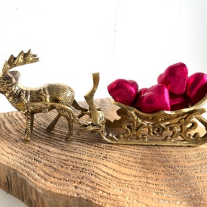 Brass Reindeer and Sleigh | Vintage Christmas Decor