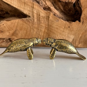 Miniature Brass Manatee - SOLD INDIVIDUALLY | Beach Decor