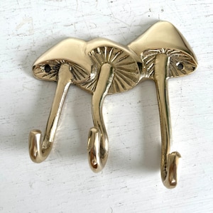 Brass Mushrooms Triple Wall Hook image 4