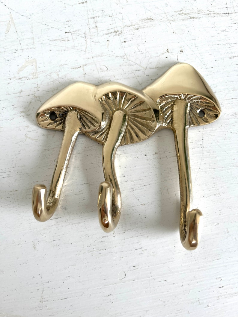 Brass Mushrooms Triple Wall Hook image 4