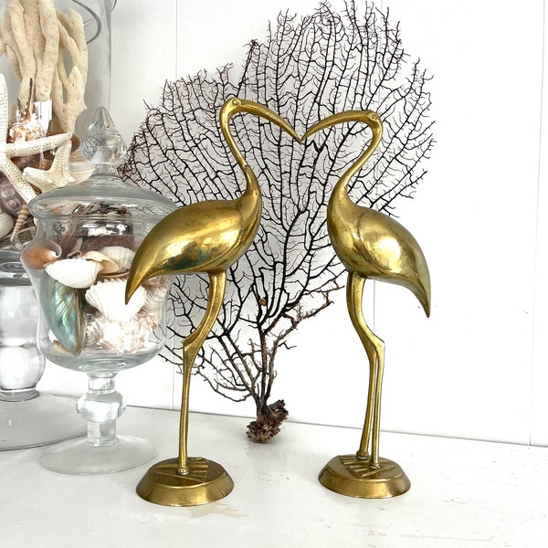 Pair of Large Brass Flamingos | Brass Herons | Brass Cranes | Shore Birds