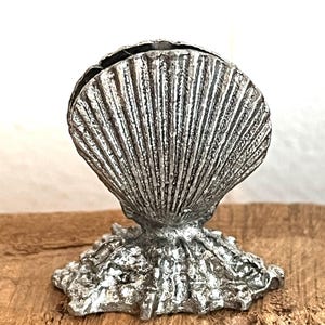 Vintage Metzke Pewter Seashell Photo Holder | Beach Wedding Decor