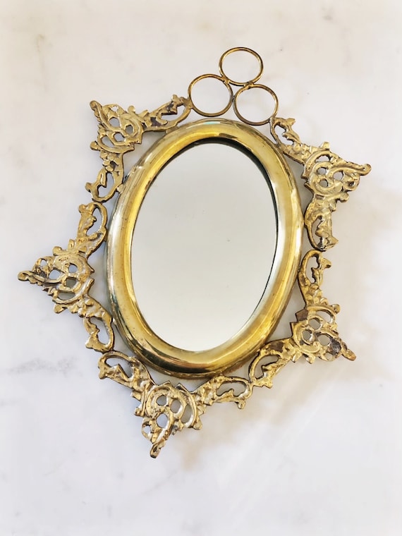 Brass Mirror, Vintage | Small Brass Wall Mirror