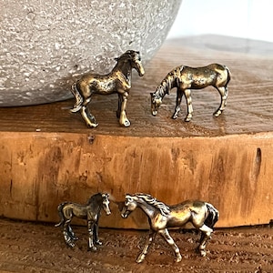 Tiny Brass Horses, Set of Four, Micro-Minis