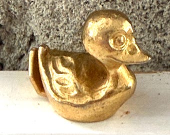 Vintage Tiny Brass Duck Photo Holder | Duck Place Card Holder