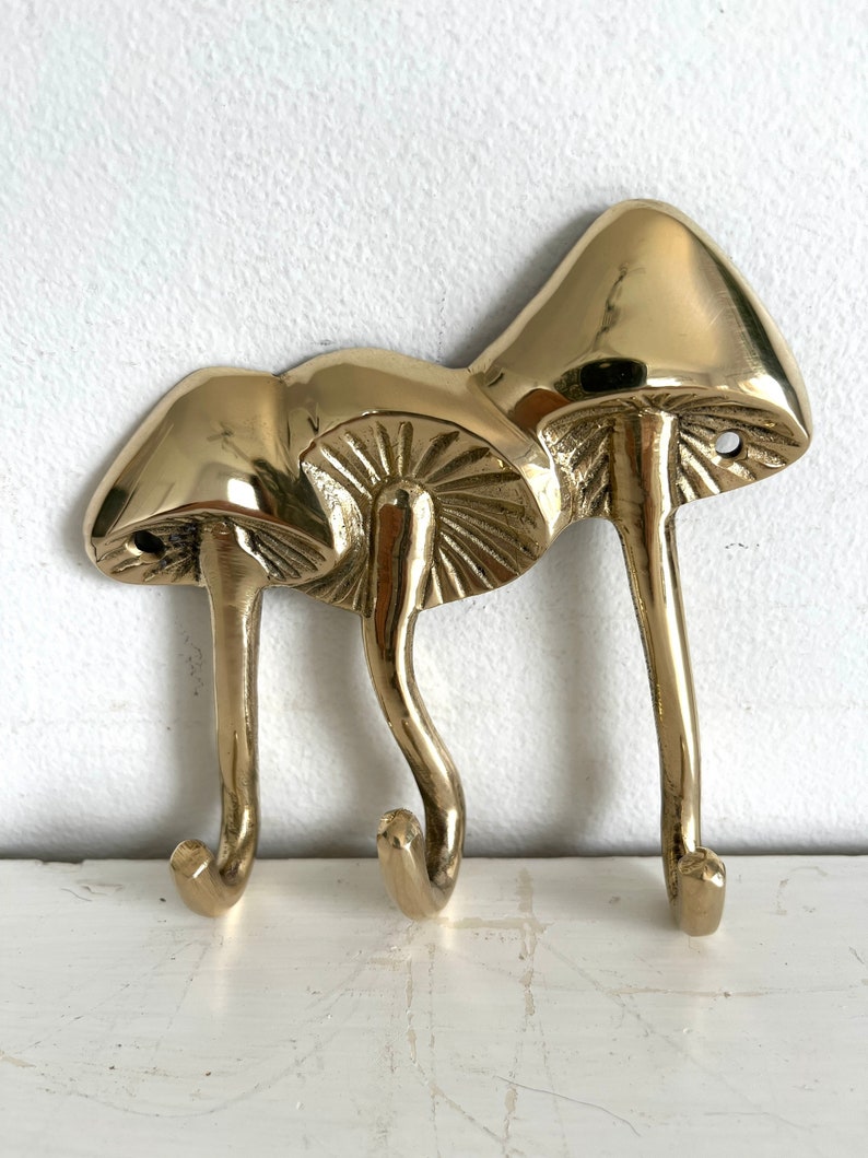 Brass Mushrooms Triple Wall Hook image 2