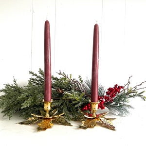 Brass Holly Candleholder, Three Sizes Available | Vintage Brass Christmas Decor