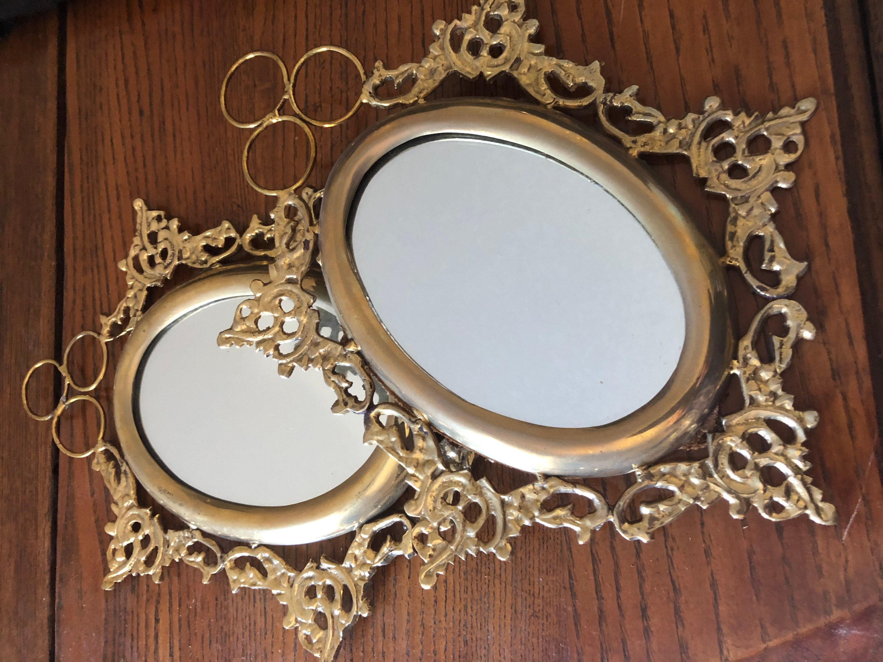 Brass Mirror Small Vintage Brass Wall Mirror Etsy