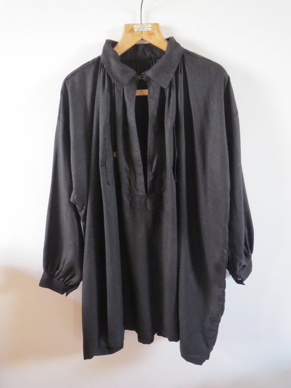 Antique Vintage French indigo linen biaude maquign