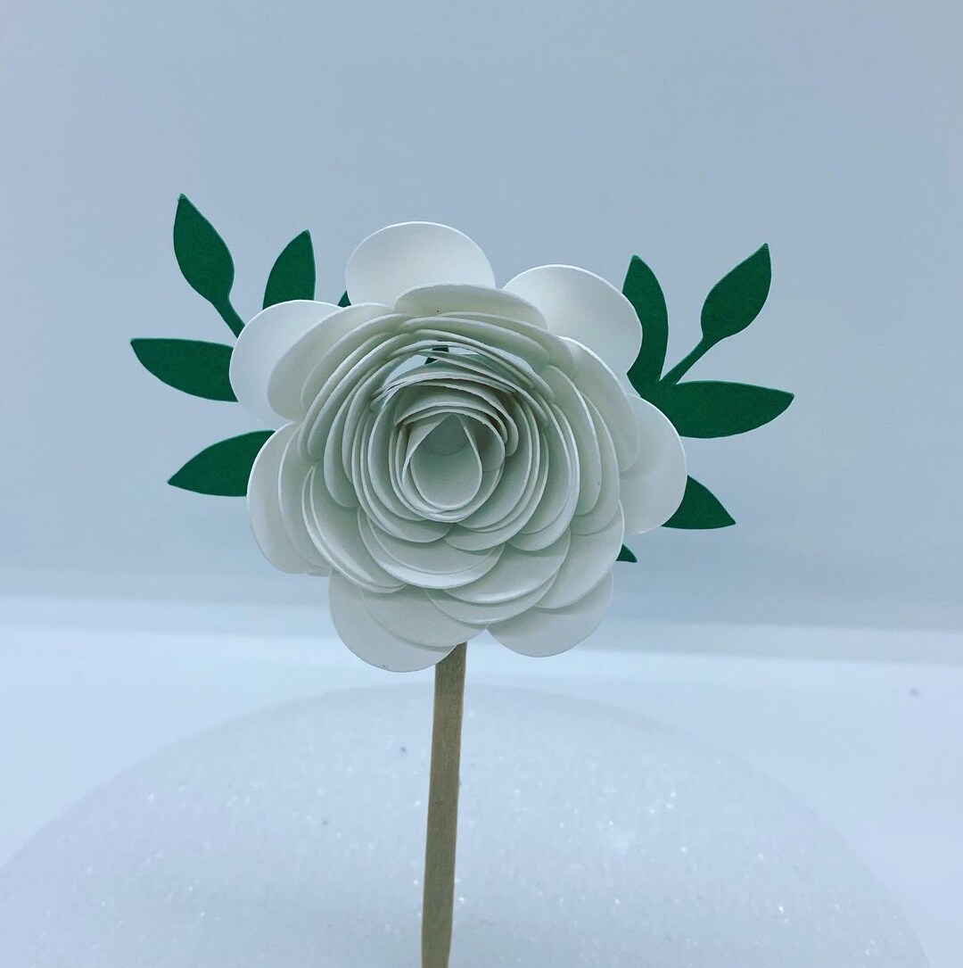 Set of White Flower Toppers, Paper Flower Toppers Etsy