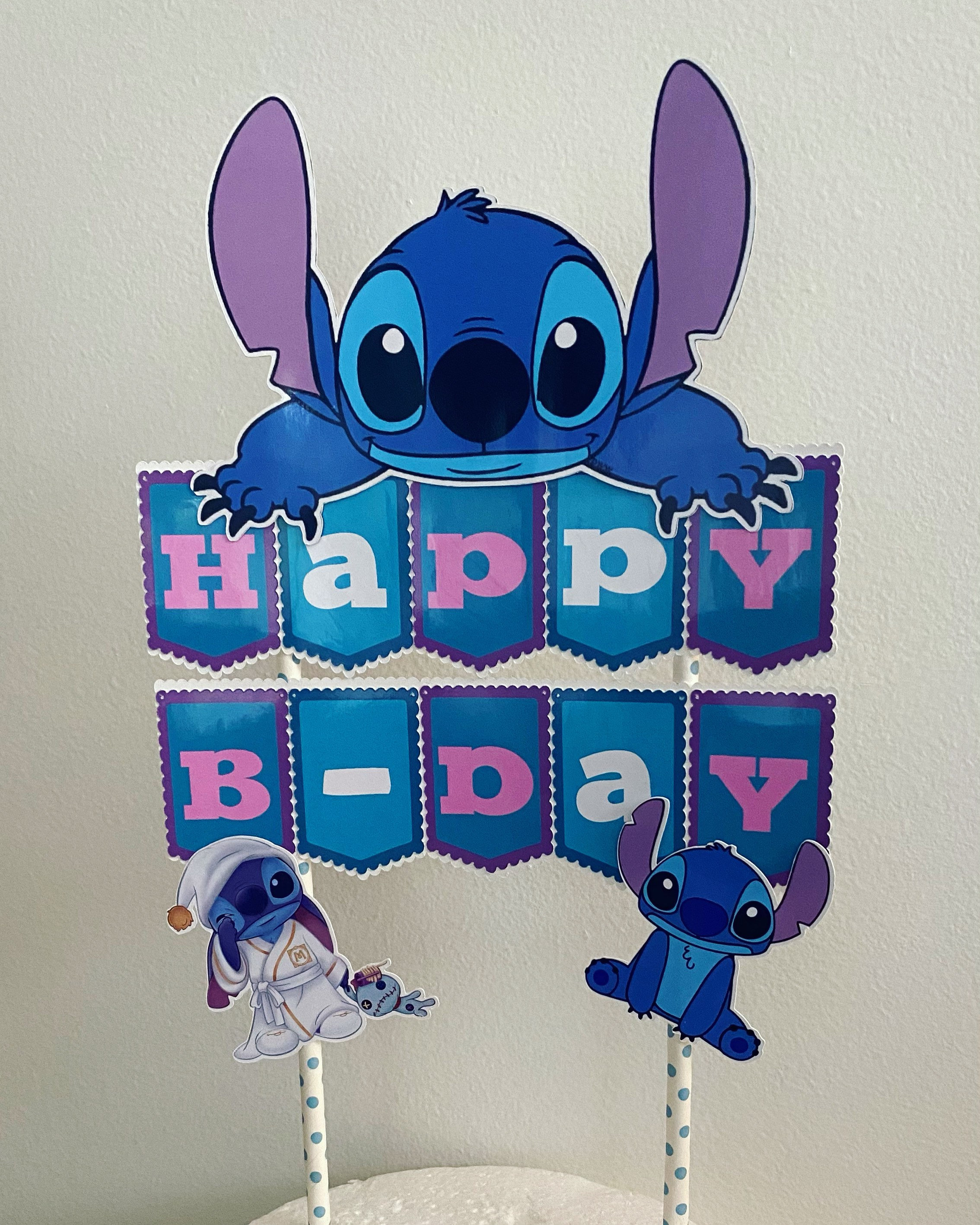 1 Stitch Cake Toppers Lilo and Stitch Theme Decor Happy Etsy UK