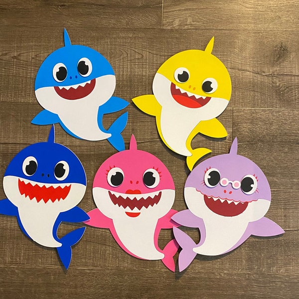 15 inches Sharks Theme Cutouts, Shark Party Decor, Shark Backdrop, Shark Photoshop Props, Under the Sea Theme Party, Shark Family Cutouts