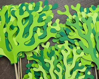 Set of Seaweeds, Shades of Green Paper Seaweeds, Under the Sea Theme  Decoration, Mermaid Wall Decorations