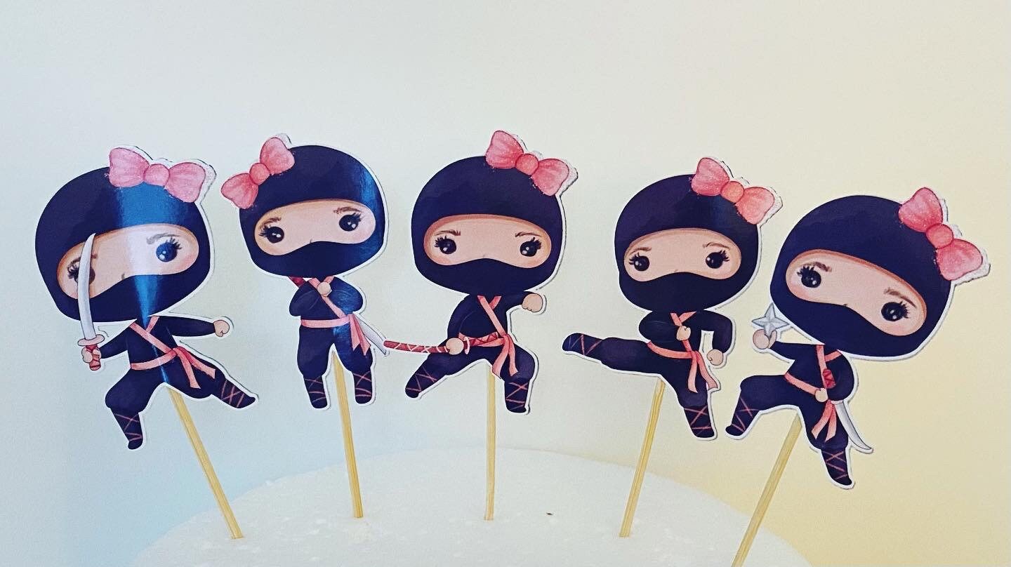 Girl Ninja Cupcake Toppers Ninja Cupcake Toppers Girl Ninja Etsy