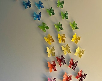 3D Butterflies Wall Decorations, Rainbow Paper Butterflies, Pastel Colored Butterflies, Nursery Room Decor, Paper Butterfly,