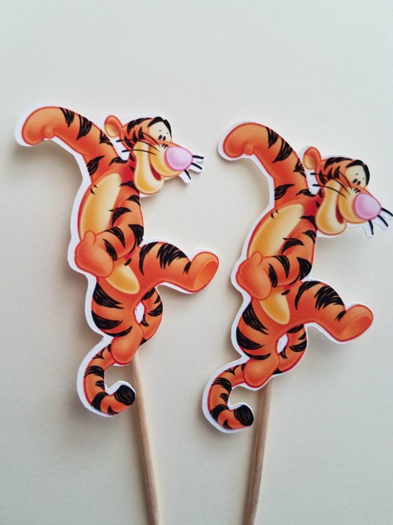 Tigger Cupcake Toppers Tigger Cake Toppers Tigger Party Etsy