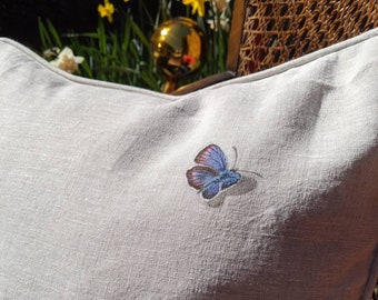 Trompe L'oeil Handpainted Butterfly Cushion Cover
