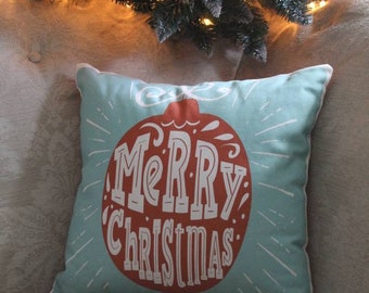 Festive Cushion - Merry Christmas Bauble