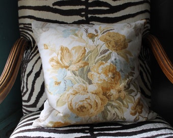 Celeste Vintage Cushion Cover - Floral Linen white textured reverse