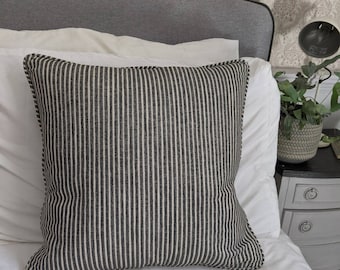 Black and White Striped Cushion Cover in Fermoie