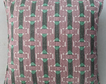 Cushion cover  in pink and green Fermoie fabric