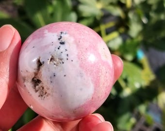 Sfera di cristallo di rodonite peruviana - 4,5 cm