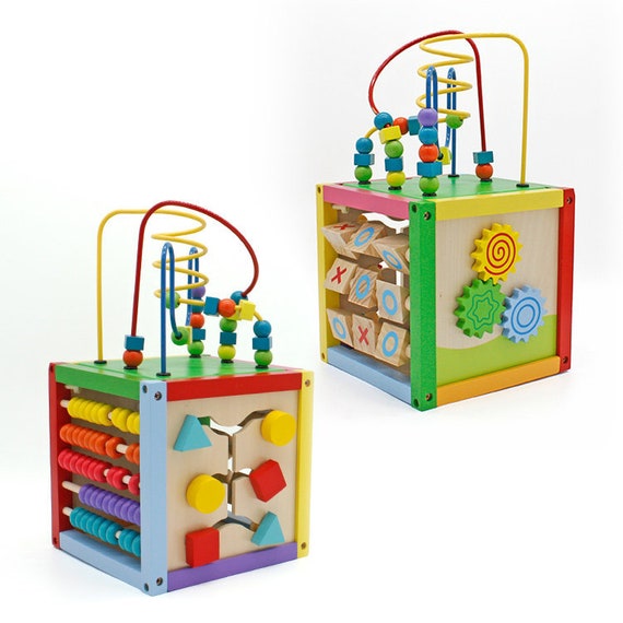 wooden toy activity cube