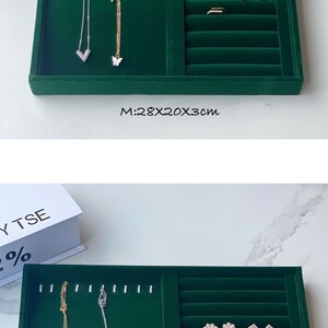 Organiseur de plateaux à bijoux empilable en velours, présentoirs de rangement de bijoux pour tiroir, organisateur d'anneaux de collier et de boucles d'oreilles F