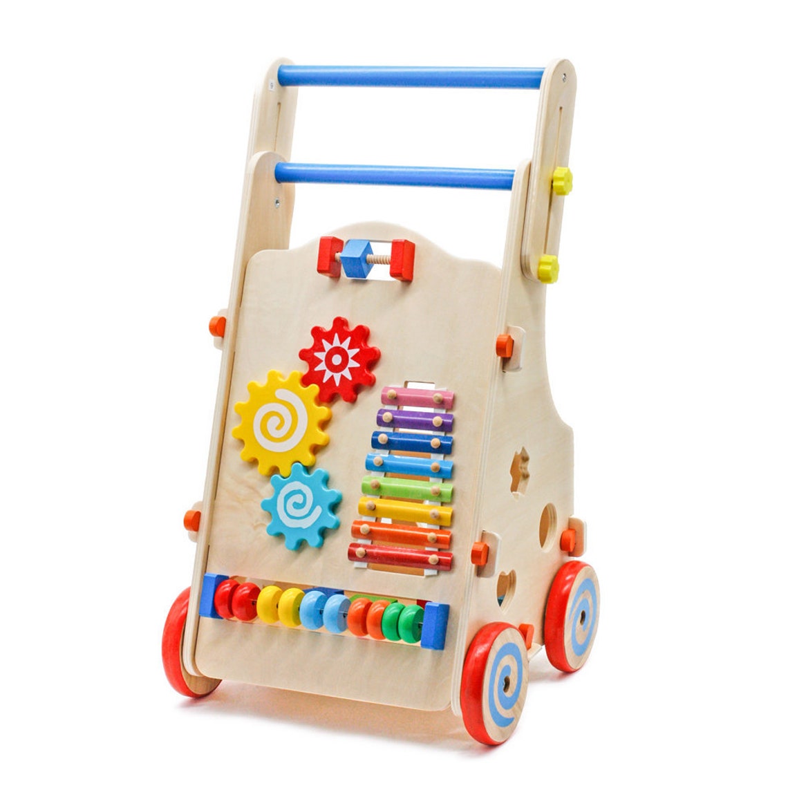 Wooden Baby Walker Wooden Toddler Toy Wooden Adjustable Etsy