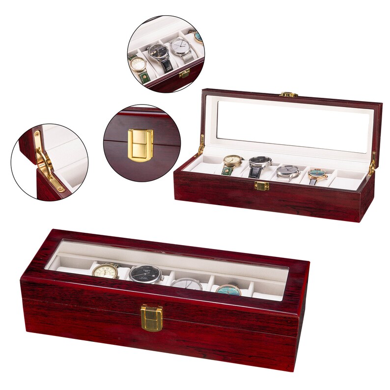 6 Slots Wooden Watch Display Case Watch Box Jewelry Storage Etsy