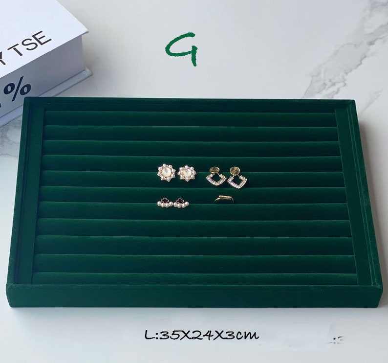 Stackable Velvet Jewelry Trays Organizer, Jewelry Storage Display Trays for Drawer, Earring Necklace Bracelet Ring Organizer G