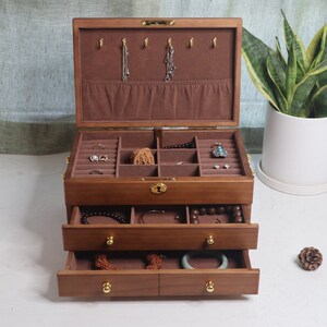 Jewelry Organizer Box, Wooden Vintage Storage Box, Earring Jewelry ...