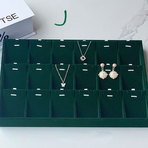 Stackable Velvet Jewelry Trays Organizer, Jewelry Storage Display Trays for Drawer, Earring Necklace Bracelet Ring Organizer J