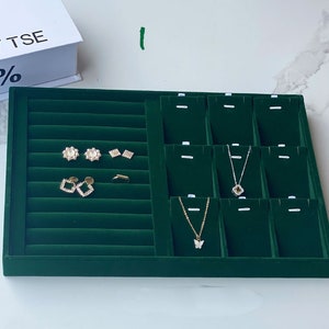 Stackable Velvet Jewelry Trays Organizer, Jewelry Storage Display Trays for Drawer, Earring Necklace Bracelet Ring Organizer I