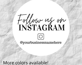 Handgemaakte bedrijfsstickers, gepersonaliseerde bedrijfsnaamstickers, follow us on instagram, ronde labels voor kleine bedrijven, stickers