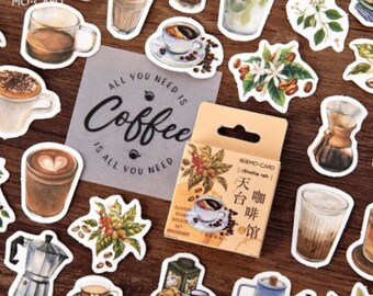 45 coffee stickers | stationary | scrapbook | bullet journal | crafting | planner stickers