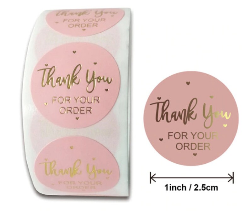 Thank You for Your Order Closing Stickers Pink Black | Etsy Ireland