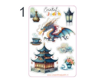 Dragon sticker sheet | oriental enchantment stickers | lamps stickers | Bullet journal stickers | scheduler | scrapbook |