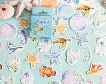 45 ocean stickers | stationary | scrapbook | bullet journal | crafting | planner stickers