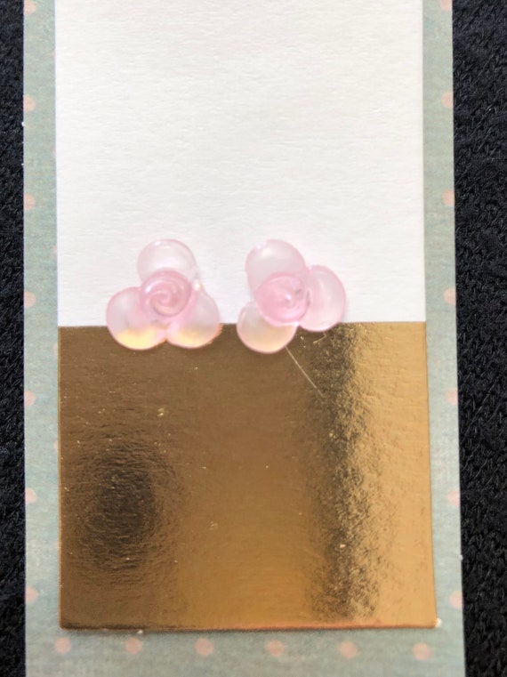 Delicate Pink Rose Earrings