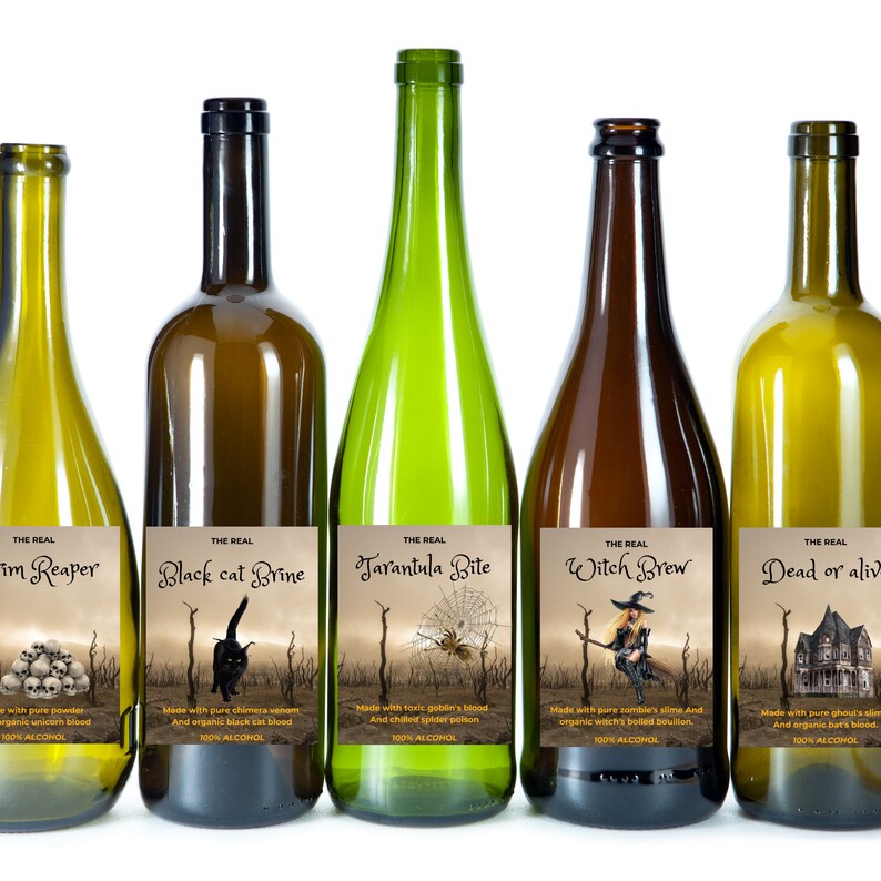 Halloween wine labels Set of 8 printable Apothecary wine Etsy