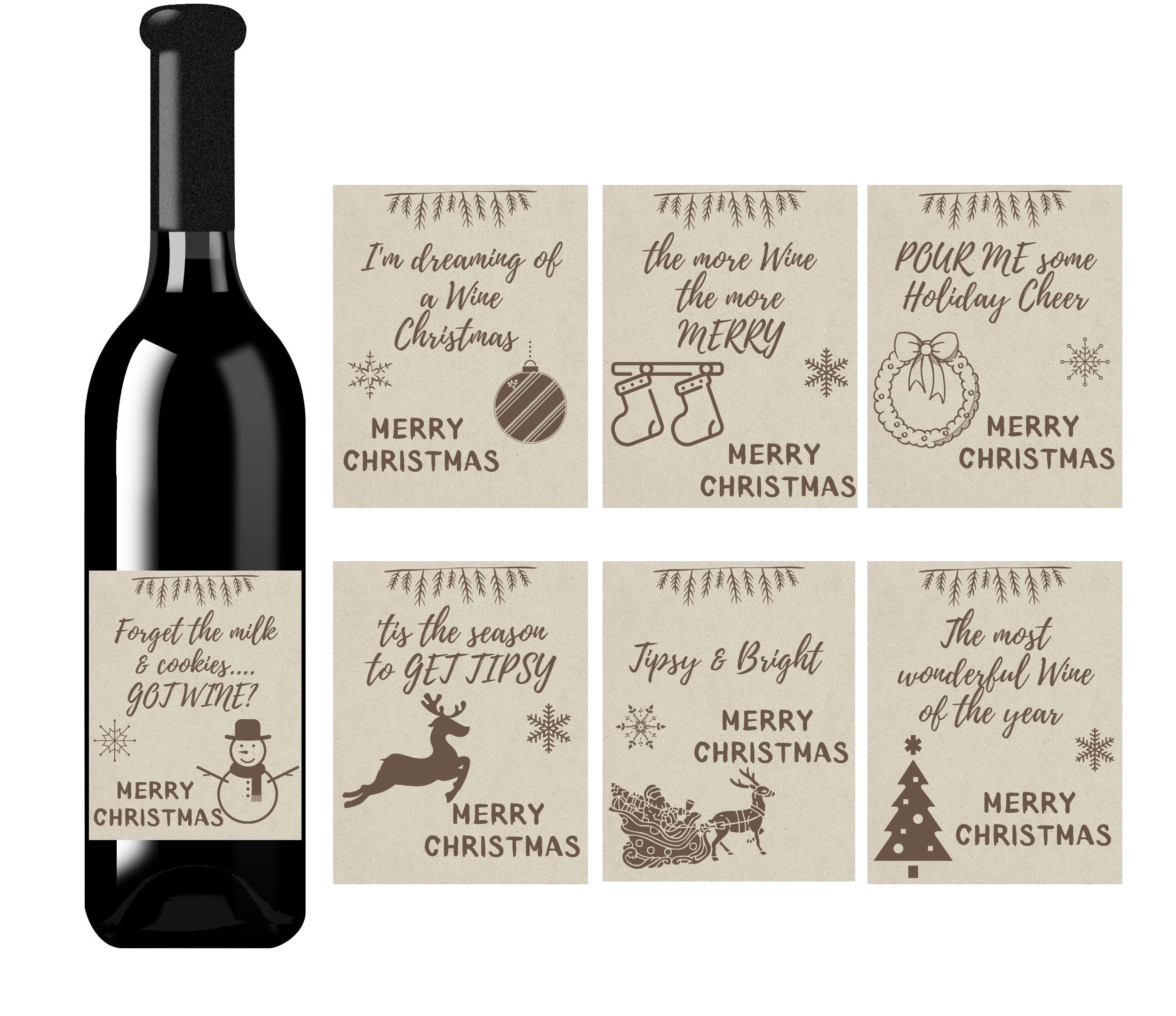 funny-wine-labels-christmas-set-of-8-printable-wine-bottle-etsy